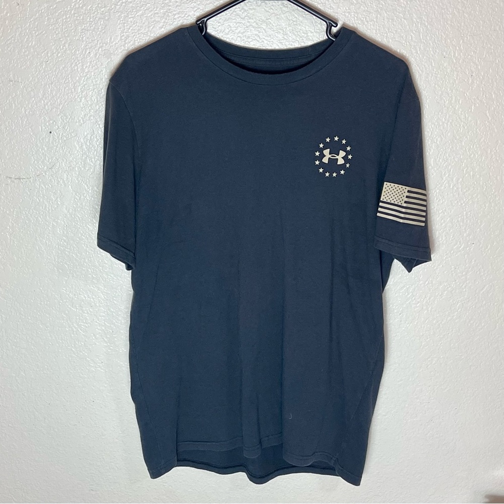 UNDER ARMOUR freedom black camo flag tee shirt large